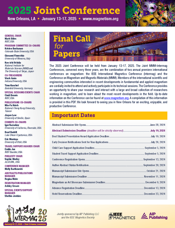 2025 Joint Final Call for Papers