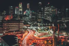 Singapore skyline at night