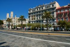 The colorful buildings of the seafront of Cagliari